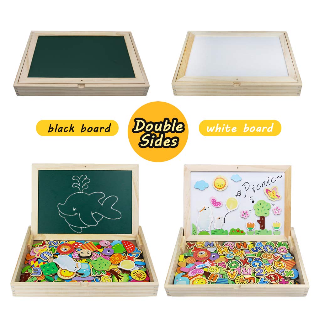 Puzzles Rompecabezas Magnéticos de Madera Dibujo Juguete Educativo Doble Cara El mejor regalo para Niños Niña 3 4 5
