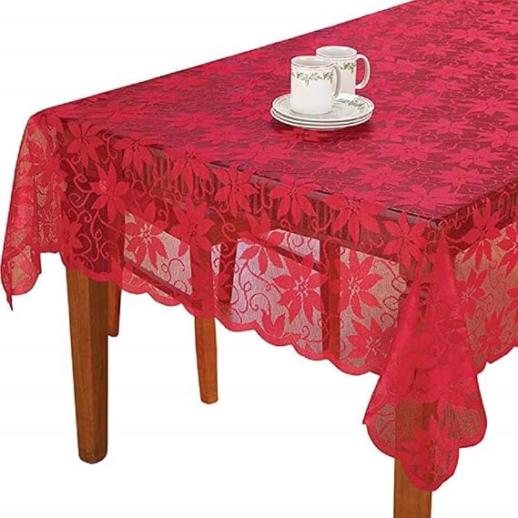 Red Lace Tablecloth Floral Lace Table Cover Rectangle