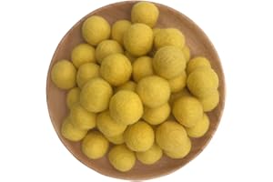 CARTSYOU Felt Wool Beads Balls Pom Pom Handmade DIY for Craft Dream Catcher Baby Moile Pompom Home Decor Nursery Party Props (Yellow 20mm 30pcs)