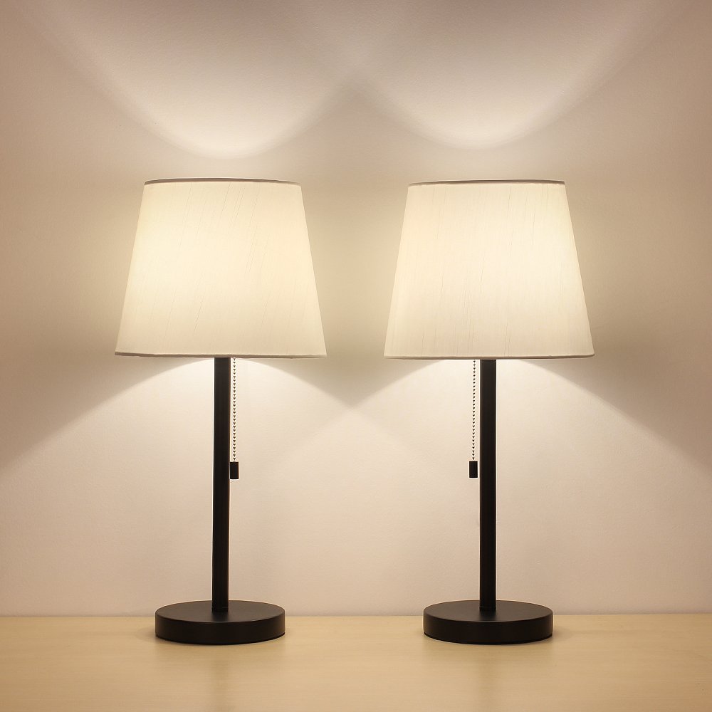 HAITRAL Bedside Table Lamps Set Of 2 Black And White Modern Desk 