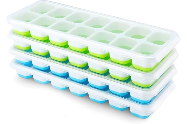 Ice Cube Trays, Airabc Silicone Ice Cube Trays with Removable Lid, Easy-Release Flexible 14-Cube Ice Trays, BPA Free, Stackab