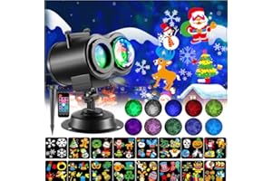 Halloween Christmas Projector Lights, Yokgrass 2-in-1 Outdoor Holiday Light Projector with 16pcs Season Slides 10 Colors Waterproof for Xmas Birthday Party Garden Landscape Decorations