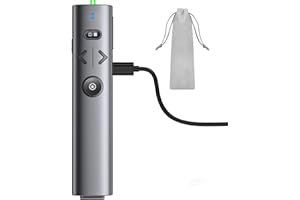 DINOSTRIKE Wireless Presentation Clicker with Green Laser Pointer, Volume Control USB Type C Slide Presenter Remote for Keynote/PPT/Mac/PC/Laptop Office