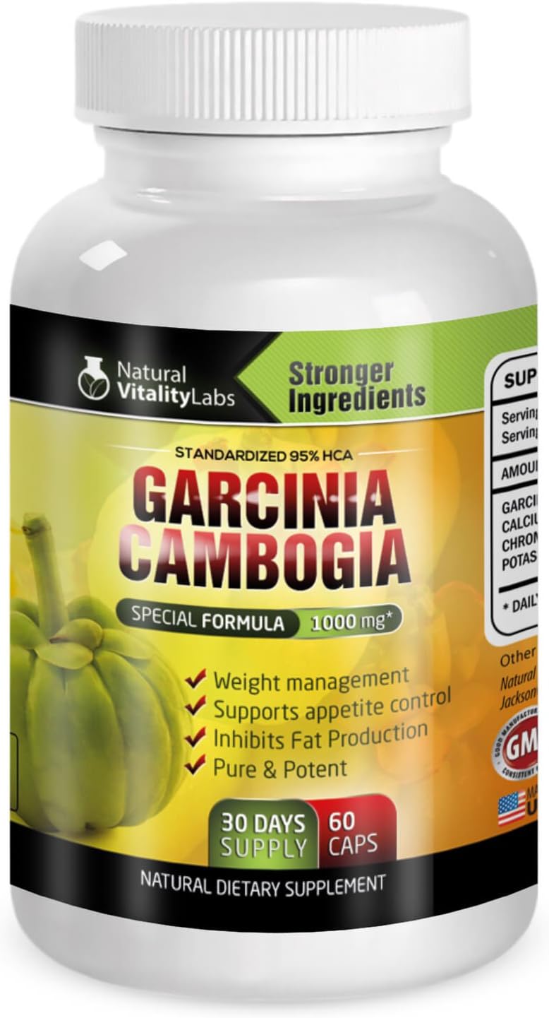 Big 1,000mg Garcinia Cambogia Preferred 60% HCA with Chromium Amino Acid for Powerful Weight Loss, Appetite Suppression, Blocks Carbs, Burns Fat. 60 ct. 100% Guaranteed Effective Natural Diet Pills