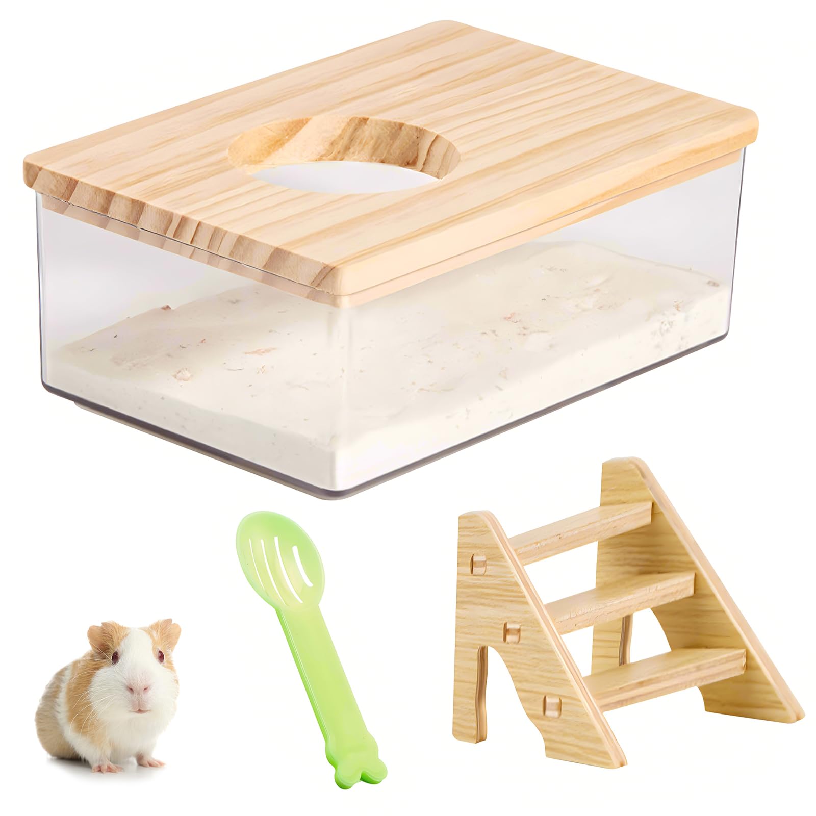 SRTSTR Hamster Bathroom, Clear Acrylic Shower Room, Sand Bath for Squirrels Rabbits Rats