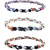 3 Pieces Baseball Necklaces Three Colors Three Braided Rope Tornado Titanium Necklaces Sport Rope Necklaces for Boys Men Player