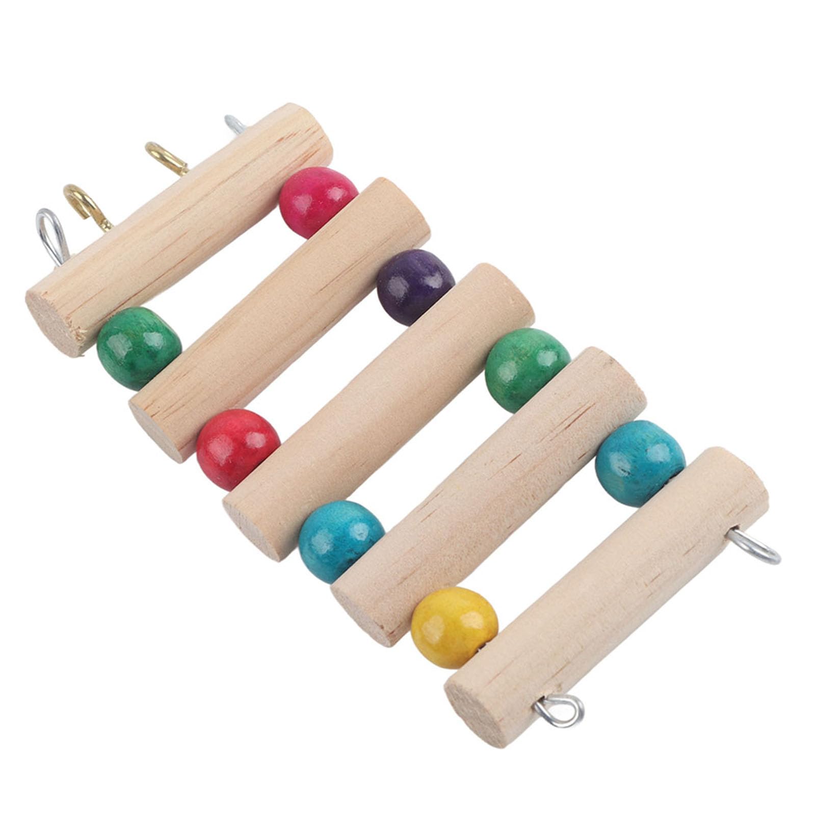 Garosa 3 Sizes Pet Hanging Ladder Hamster Wooden Suspension Bridge Climbing Steps for Bird Rodent Cage Decor Toys (5 Steps)