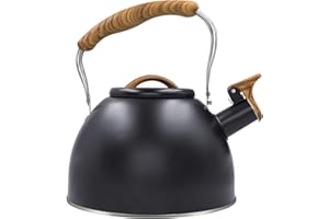 Tea Kettle,Awvlvwa 102 OZ/3 Liter Whistling Tea Kettle Stovetop, Stainless Steel Tea Pots for Stove Top, Teapots with Anti-Heat Handle, Anti-Rust, Suitable for All Heat Sources (Black)
