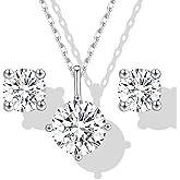 SugarTang Moissanite Necklace and Earring Sets for Women | White Gold Plated/S925 Sterling Silver Diamond Jewelry Sets 1CT/2CT