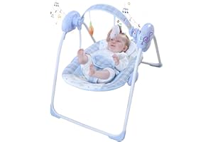 FURMUBEI Portable Baby Swing for Infants, Compact & Foldable Infant Swing with 5-Speed Swing,Music, Timer, Cushioned Seat, Battery Operated, 0-9 Months 6-20 lbs,SG2401