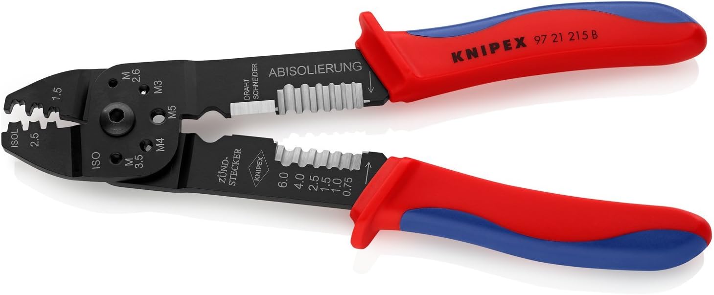 KNIPEX Crimping Pliers Black Lacquered with Multi-Component Handles 230 mm, 97 21 215 B, 224x71x14 mm - Image 3