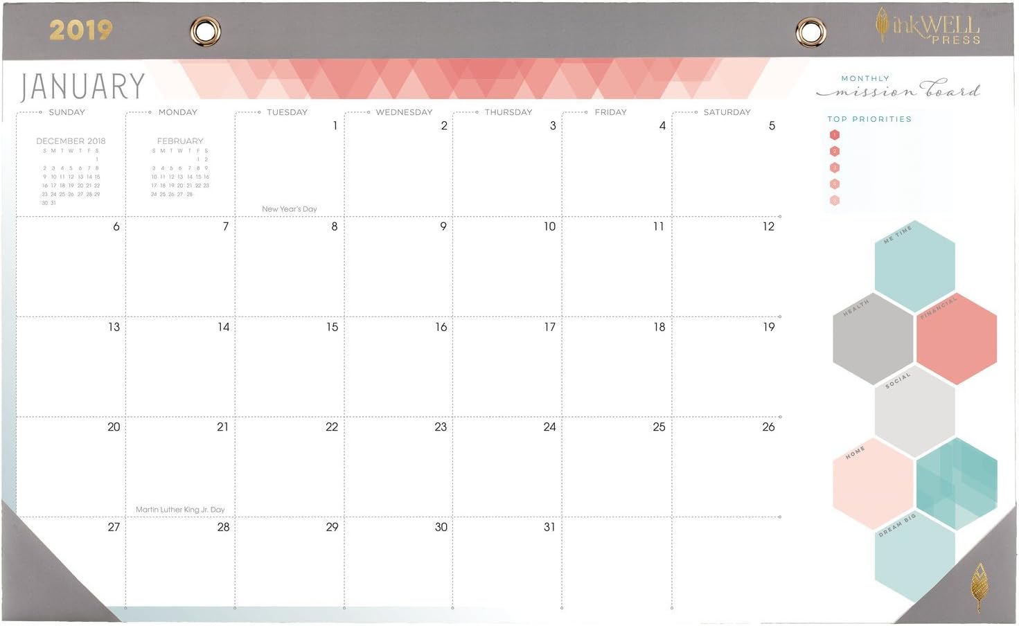 Best mead 2019 desk calendar 22×17