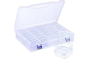 MYTOAU Bead Organizers Box,45pcs Small Plastic Containers with Lids,Diamond Art Storage,Clear Earring Storage Containers,Mini