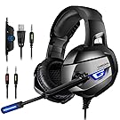 ONIKUMA Gaming Headset - Headset Gaming Headphone for PS4, Xbox One (Adapter Need), Nintendo Switch (Audio) PC Gaming Headset with Crystal Clear Sound, LED Lights & Noise-canceling Microphone (K5-N)