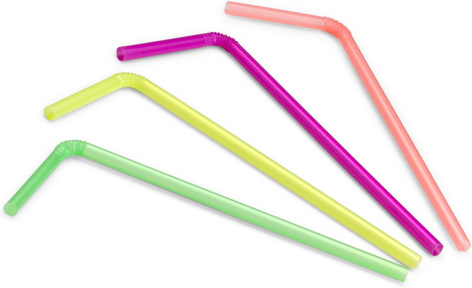 [400 Count] Plastimade Fun Colored Plastic Disposable Drinking Flexible Straws For Home, Office, Wedding, Events, Parties, Take Out, Water, Juice, Soda, Beer, Cocktails, (4 Packs): Kitchen & Dining