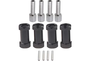 AMOGOT 4Pcs Alloy 12mm Wheel Hex Hub 25mm Offset Extension Hex Drive Adapter Combiner Coupler for 1/10 RC Crawler Axial Scx10 90046 Jeep Wrangler Everest 10 CC01 2wd Slash(Black,25mm)