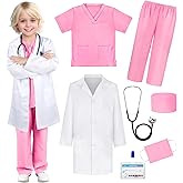 GIFTINBOX Doctor Costume for Kids Doctor Lab Coat for Kids Real Stethoscope, Girls Halloween Costumes for Kids age 3-11