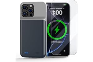 POAQCIF Battery Case for iPhone 16 Pro, Ultra-Slim 7000mAh Portable Extended Charging Charger Case [2025 Upgraded] w/Tempered Glass Film for iPhone 16 Pro -6.3 inch, Blue