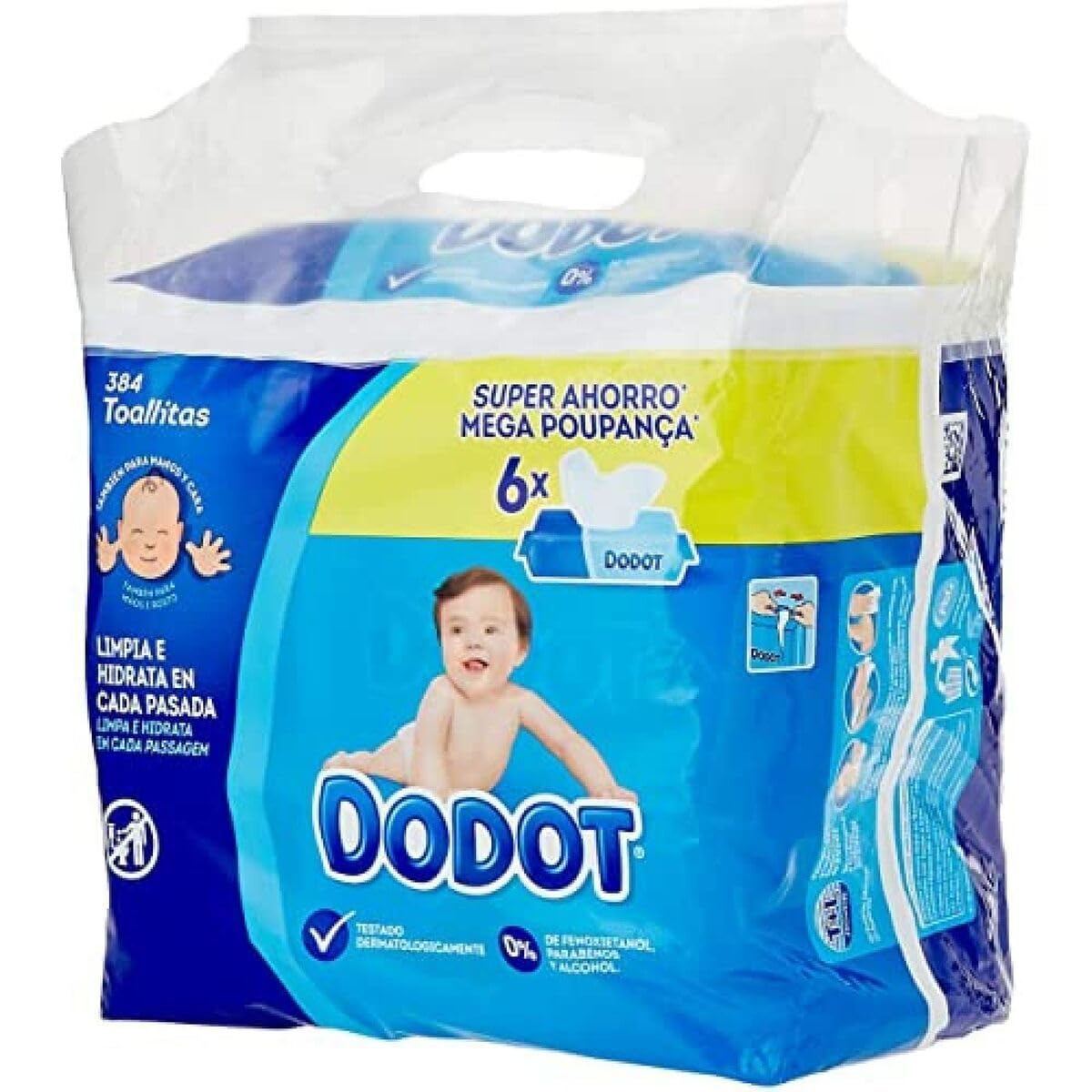 Dodot Baby Wipes, 6 Packs of 64 Count, 384 Wipes