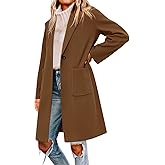Tankaneo Womens Pea Coat Notched Lapel Single Breasted Long Jacket Winter Casual Trench Coat Outerwear