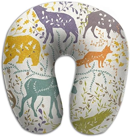 Bucketfeet Mountain Animals Travel Neck Pillow U Shaped Pillow Head Neck Chin Support Washable Portable Lightweight For Airplanes Cars Buses Trains Home Office Naps With Drawstring Bag
