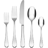Oneida Icarus 45-Piece Flatware Set, Service for 8, Silver | mirror finish, dishwasher safe | includes serving spoons and utensil set | heavy duty, cutlery set for kitchen and dining