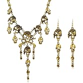 kepvrio Pirate Jewelry Set for women Gothic Pirate Skull Tassel Necklace Earrings Set Halloween Hip Hop Pirates Costume Jewelry Accessories