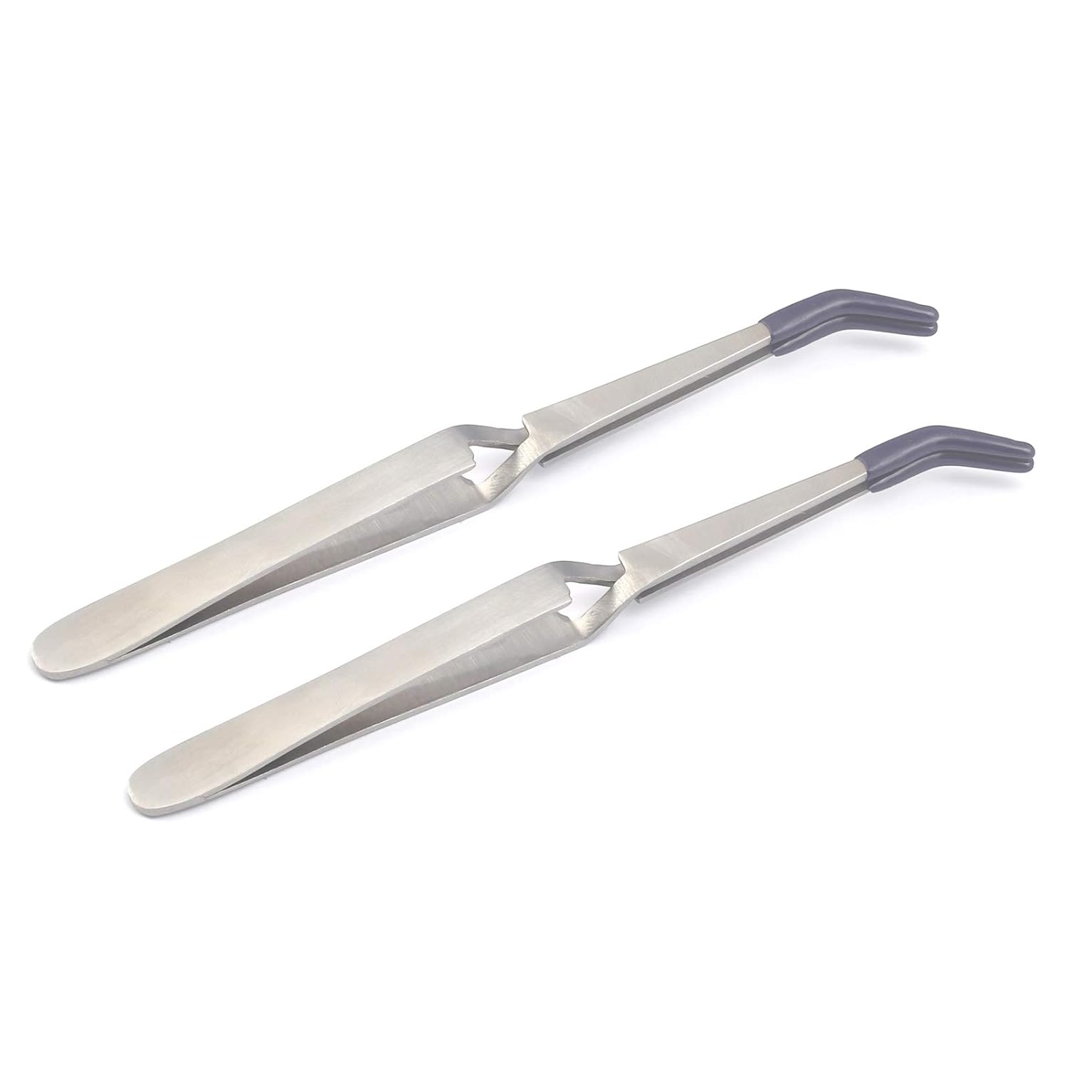 E 1 DDP Cross Lock TWEEZER Bent Nose PVC Rubber TIP Cross Locking SELF