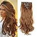 Clip in Hair Extensions 8 PCS 18 Clips 145G Thick Straight Curly Full Head Real Natural Synthetic Fibre Hairpiece 60 colors for Women Lady Girls(17 inch,light brown-curly)
