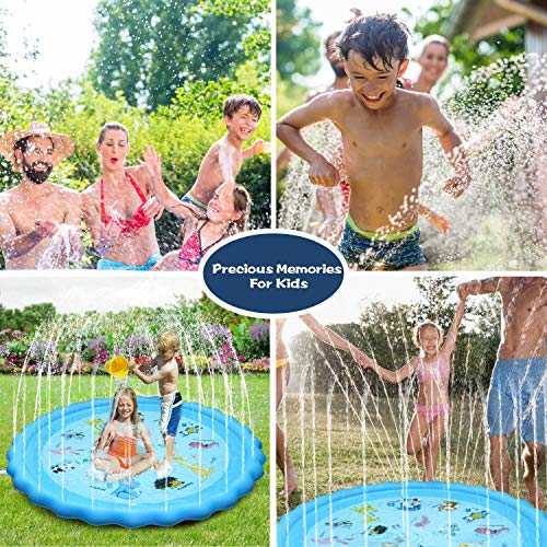 Tesinll Splash Pad, Sprinkler for Kids, 68 Inches Wading Pool for Learning, Water-Filled Play Mat Sprinkler Pool, Inflatable Water Toys, Large Outdoor Swimming Pool for Babies, Toddlers