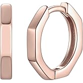 ChicSilver 925 Sterling Silver Cubic Zirconia Small Huggie Hoop Earrings for Women, Diameter 10MM, Silver/Gold Plated/Rose Gold Plated