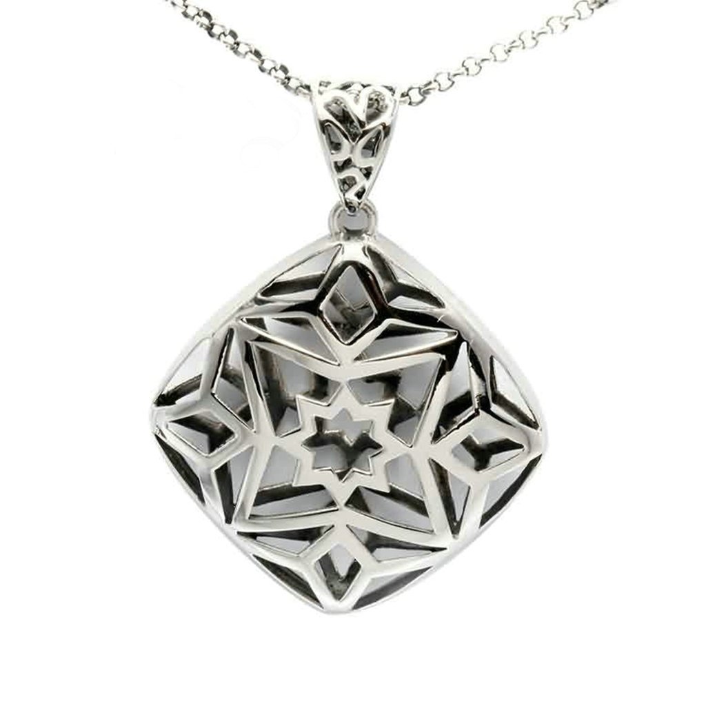 Best Fashion Daesar Sterling Silver Women S Necklace Hollow Filigree Square Silver Pendant Necklace For Womens Clothing Low Price Sonoritaaparelhosauditivos Com Br