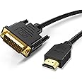 CableCreation DVI to HDMI Cable 5ft, Bi-Directional Nylon Braid HDMI to DVI Cable Support 1080p, 24+1 HDMI Male to DVI Male for Monitor, HDTV, Projector
