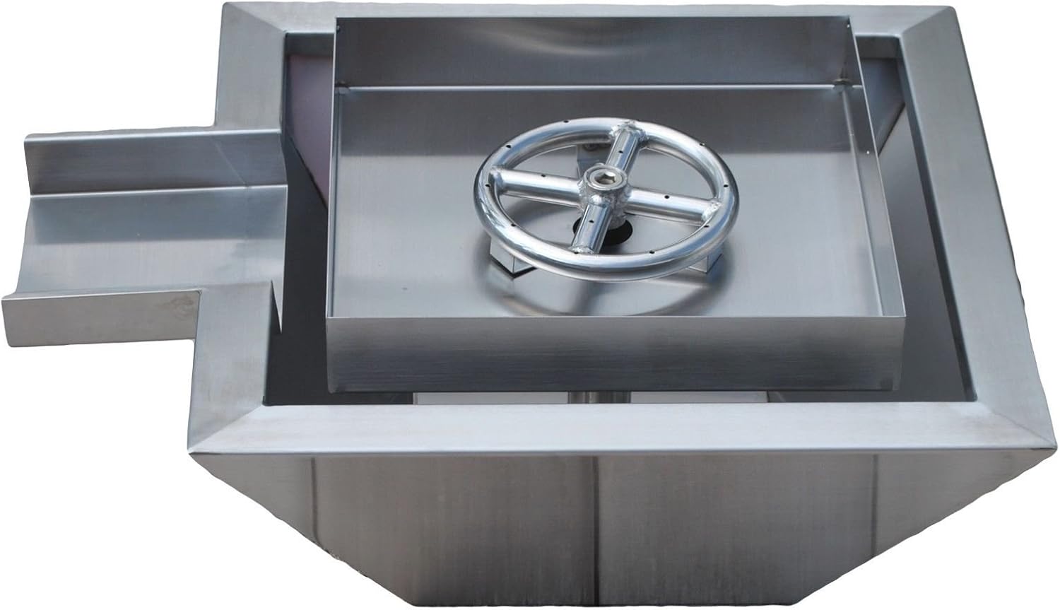 Amazon Com Custom Install Parts 18 24 Stainless Steel Or Rustic Black Square Fire Pit Bowl Pot W Waterfall Column 18 Fire Pit W Waterfall Stainless Steel Garden Outdoor