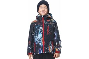 MONTFLIX Kids Ski Jacket Waterproof Warm Winter Snow Coat With Hooded Outdoor Snowboarding Skiing Jackets for Girls Boys