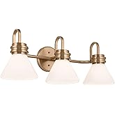 Kichler Farum 26" 3-Light Vanity Light with Opal Glass in Champagne Bronze, for Single or Double Vanity, Over a Mirror, Powde