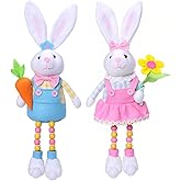 IAUUR 2Pcs Easter Bunny Plush Decorations Easter Bunny Stuffed Animal Cute Rabbit Plush Easter Basket Stuffers Gifts Party Decor Home Table Decorations