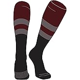 PEAR SOX Striped OTC Baseball, Softball, Football Socks (D) Maroon, Graphite, Black