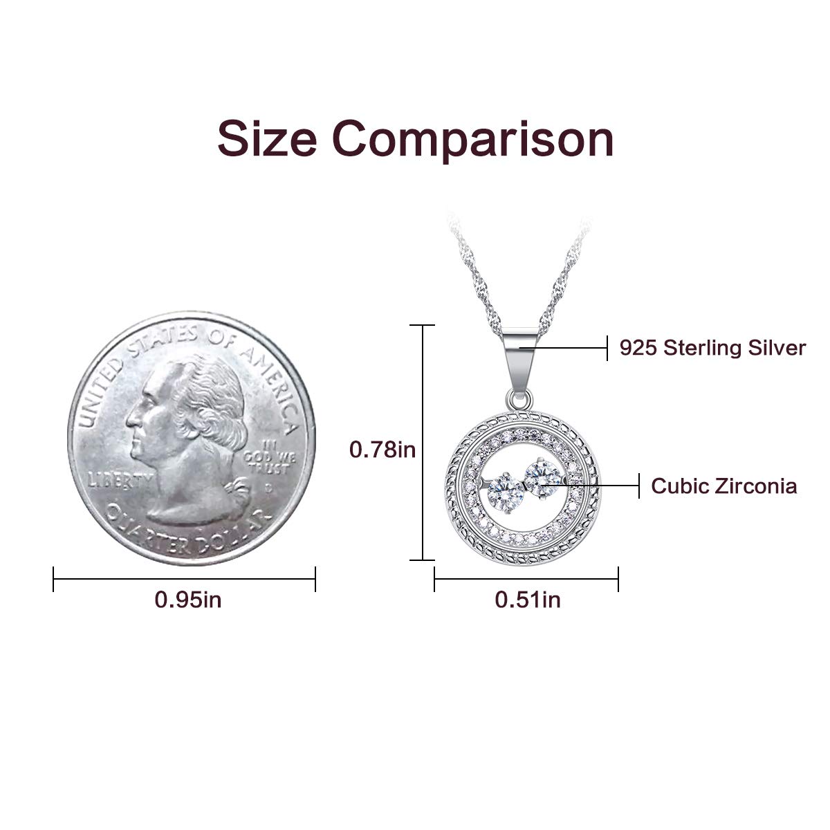 LOUISA SECRET Pendant Necklace, Made Of Cubic Zirconia, Fashion Valentine\'s Day Gift Jewelry 925 Sterling Silver Necklace For Women And Girls