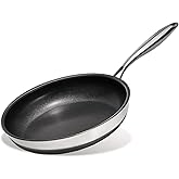 KITEXPERT Non Stick Frying Pans without Lid, 8" Titanium Ceramic Pan Nonstick Stainless Steel Skillet, PFAS PFOA & PTFE Free, Quick-Cool Handle, Dishwasher & Oven Safe, Compatible with All Cooktops