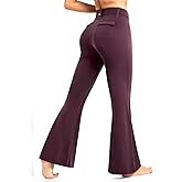 DemonQueen Women's Flare Pants with Pockets High Waisted Bootcut Yoga Pants-Tummy Control Bell Bottom Leggings