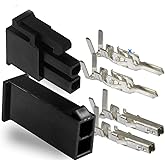 Molex 2 Pin Black Connector Pitch 4.20mm.0165" w/18-24 AWG Pin Mini-Fit Jr ™ (3 Completed Set)