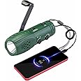 MOLEBIT Hand Crank Flashlight with Emergency Radio LED Torch Phone Charger, Portable Dynamo SOS Rechargeable USB Charging Handheld LED Flashlights Built-in Loudspeaker for Camping Hiking Gift