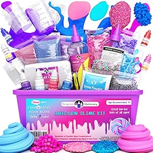 Slime Kit – Suplementos para Slime de Unicornio para Que Las Niñas Hagan Slime [Todo en Una Caja] Unicornios, Purpurina, Masa de Colores para Modelar, Plastilina, Floam Rosa