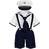 iGirlDress Baby Toddler Boys Nautical Sailor Outfit Short Suit 4 Piece Set