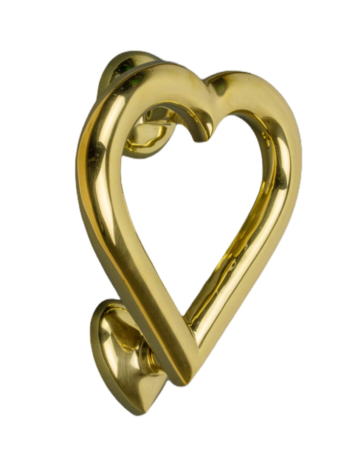 Love Heart Door Knocker for Front Door | Polished Solid Brass Knockers with Strike Plate | UPVC | Love Heart Front Door Furniture with a Unique Design (Gold)