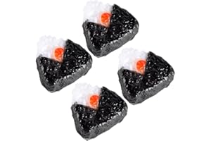 BESPORTBLE 4pcs Miniature Japanese Onigiri Rice Ball Play Food Set, Triangle Seaweed Snack Ornaments