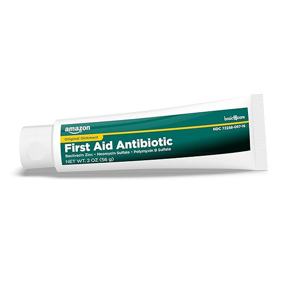 AMAZON BASIC CARE FIRST AID TRIPLE ANTIBIOTIC OINTMENT, TREATS MINOR CUTS, SCRAPES AND BURNS, 2 OUNCES