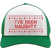 Tstars I've Been Naughty Christmas Trucker Hat Funny Holiday Mesh Snapback Cap for Men and Women Unisex Fit