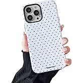 branple Compatible with iPhone 14 Pro Case, Simple Cute Aesthetic Polka Dot Pattern with Shockproof Soft TPU and Hard PC Protective Phone Case for Women Designed for iPhone 14 Pro 6.1"-White